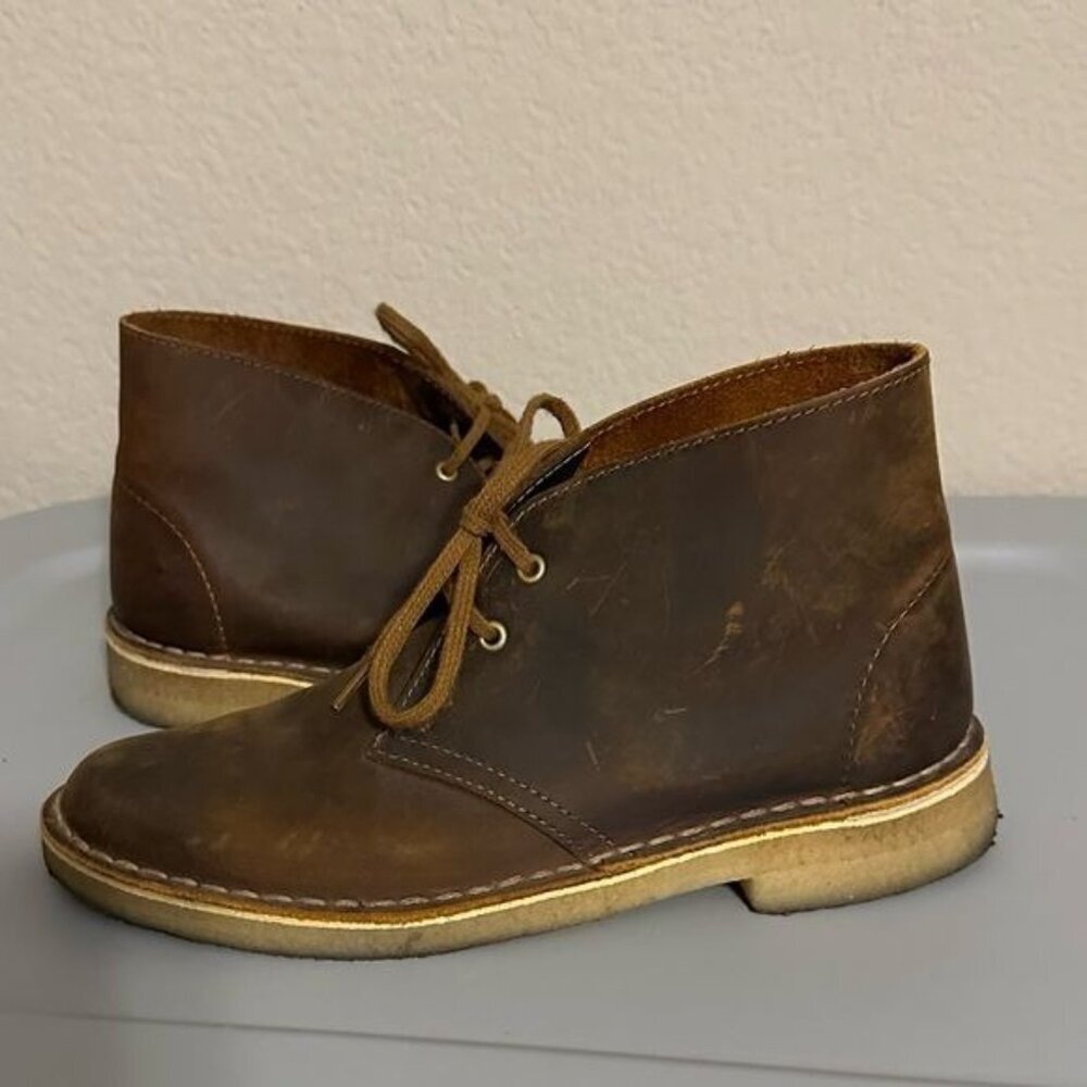 Clarks Women's Desert Boot Ankle Bootie Chocolate Brown Leather Size 7 - Picture 3 of 9
